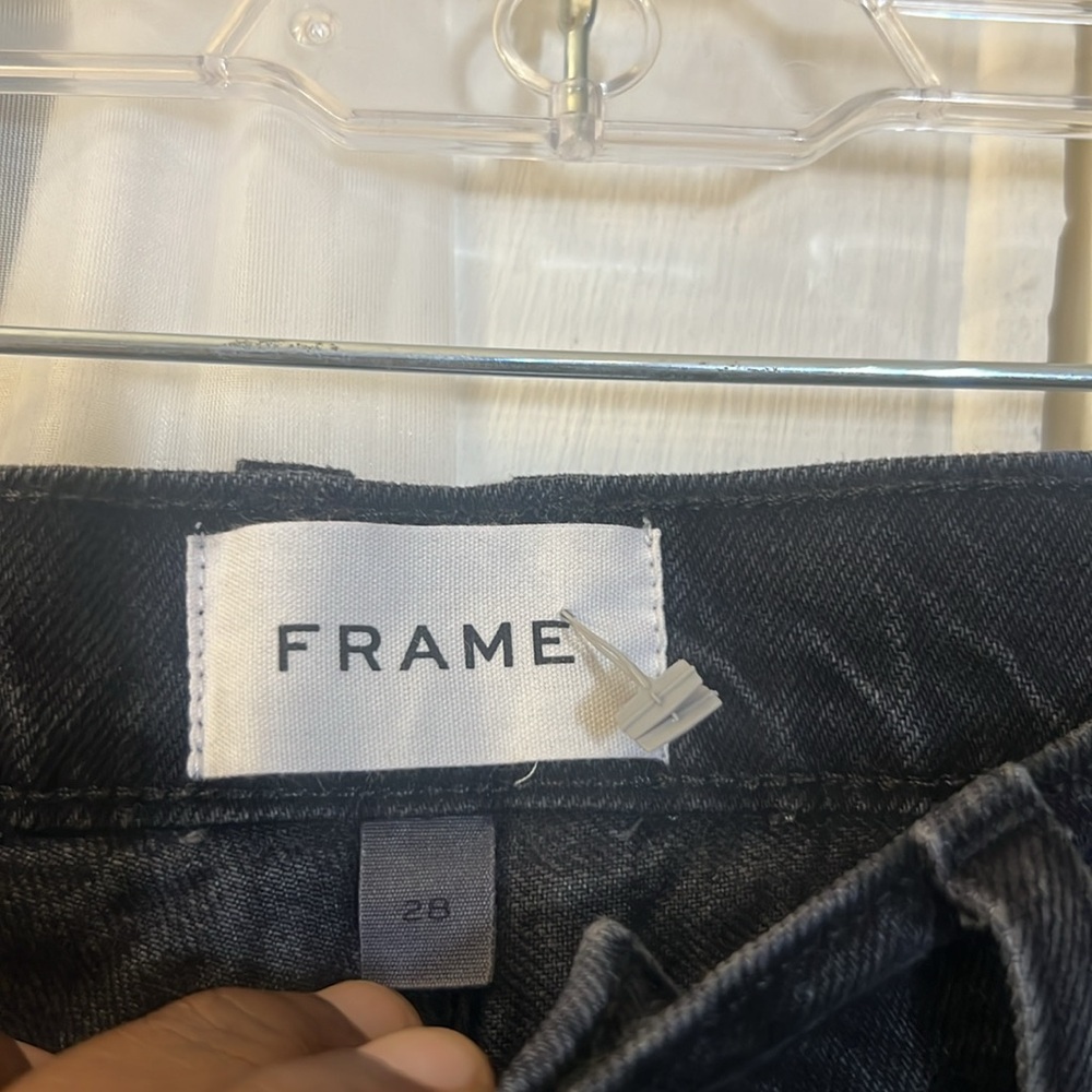 NWT FRAME Le High Wide Crop Jeans Women’s Size 28/14” Waist Inseam 30.5 Black - Picture 3 of 11
